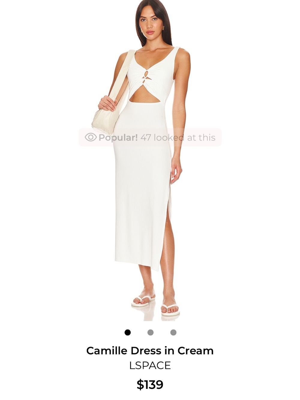 l*space Cream Cutout Midi Dress with Side Slit